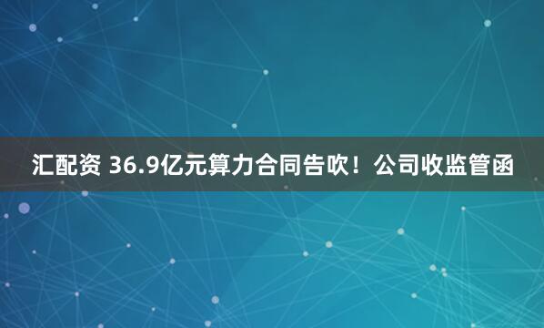 汇配资 36.9亿元算力合同告吹!公司收监管函